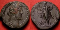 Ancient Coins - COMMODUS AE sestertius. Rome, 188-189 AD. Jupiter standing, holding thunderbolt & sceptre, eagle at his feet. IOVI IVVENI
