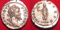 Ancient Coins - SEPTIMIUS SEVERUS AR silver denarius. FUNDATOR PACIS, Severus veiled, holding branch. Sharp reverse