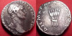 Ancient Coins - TRAJAN AR silver tridrachm. Bostra, Arabia, 113-114 AD. Bundle of six ears of grain