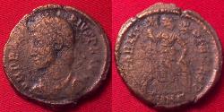 Ancient Coins - PROCOPIUS AE3. Reparatio Fel Temp, Procopius standing, holding labarum, Christogram on labarum and in upper right field.