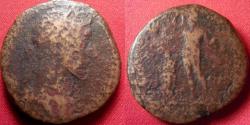 Ancient Coins - COMMODUS AE sestertius. Jupiter standing, small figure of Commodus beside. Scarce