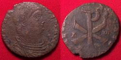 Ancient Coins - MAGNENTIUS AE 23mm centenionalis. Lugdunum (Lyons) mint, large Christogram / Chi-Rho.
