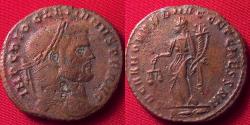 Ancient Coins - DIOCLETIAN AE large follis. 10.2 grams. Moneta standing, holding scales.