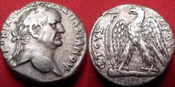 Ancient Coins - VESPASIAN AR silver tetradrachm. Seleucis & Pieria. Eagle on club. 16.2 grams!