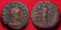 Ancient Coins - CARUS AE tetradrachm. Alexandria. Dikaiosyne standing, holding scales.