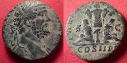 Ancient Coins - SEPTIMIUS SEVERUS AE sestertius. PART ARAB PART ADIAB, captives under trophy of arms.