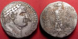 Ancient Coins - NERO AR silver tetradrachm. 61-62 AD. Eagle on thunderbolt.