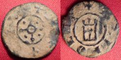 Ancient Coins - BOHEMOND V AE pougeoise. Crusader state of Tripoli, 1235-1251 AD. Cross, crenellated tower.