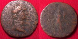 Ancient Coins - DOMITIAN AE as. MONETA standing, holding scales & cornucopia