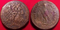 Ancient Coins - PTOLEMY III EUERGETES 35mm triobol. Eagle standing, Chi-Ro between legs.