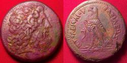 Ancient Coins - PTOLEMY III EUERGETES AE large drachm. 68.5 grams. Eagle on thunderbolt, Chi-Rho below