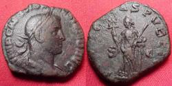 Ancient Coins - VOLUSIAN AE sestertius. FELICITAS PUBLICA, Felicitas leaning on column