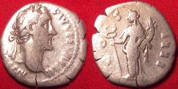 Ancient Coins - ANTONINUS PIUS AR silver denarius. Felicitas standing, holding  long caduceus & cornucopia