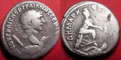 Ancient Coins - TRAJAN AR silver tetradrachm. Tyche of Antioch, river god Orontes before.