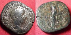 Ancient Coins - GORDIAN III AE sestertius. LAETITIA standing, holding wreath & anchor.