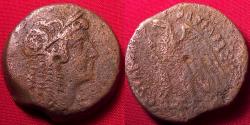 Ancient Coins - PTOLEMY V EPIPHANOS AE middle bronze. 204-180 BC. Wreathed Isis / Eagle on thunderbolt