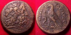 Ancient Coins - PTOLEMY IV PHILOPATOR AE 35mm triobol. 30.3 grams. Eagle standing, DI between legs