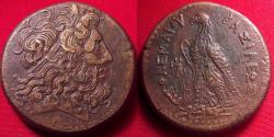 Ancient Coins - PTOLEMY III EUERGETES 34mm triobol. Eagle standing, Chi-Ro between legs.