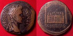 Ancient Coins - AUGUSTUS AE as. Lugdunum mint, 10 BC or so. The Altar at Lugdunum
