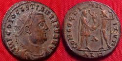 Ancient Coins - DIOCLETIAN AE post-reform radiate fraction. Alexandria mint, Jupiter presenting Victory to Diocletian