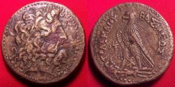 Ancient Coins - PTOLEMY III EUERGETES 35mm triobol. Eagle standing, Chi-Ro between legs.