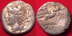 Ancient Coins - LUCIUS APPULEIUS SATURNINUS AR silver denarius. 104 BC. Saturn in quadriga