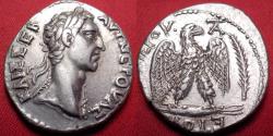 Ancient Coins - NERVA AR silver tetradrachm. Antioch, 96-97 AD. Eagle on thunderbolt, palm branch beside.