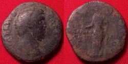 Ancient Coins - AELIUS AE as. PANNONIA standing, holding standard. Scarce