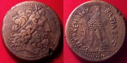 Ancient Coins - PTOLEMY III EUERGETES 34mm triobol. Eagle standing, Chi-Ro between legs.