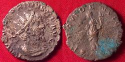 Ancient Coins - VICTORINUS AE silvered antoninianus. Providentia standing, holding cornucopia, globe at her feet