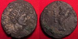 Ancient Coins - QUINTILLUS AE silvered antoninianus. CONCO EXERC, Concordia standing, holding standard & cornucopia.