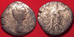 Ancient Coins - JULIA DOMNA AR silver denarius. VENERI VICTR, Venus holding palm frond and apple.