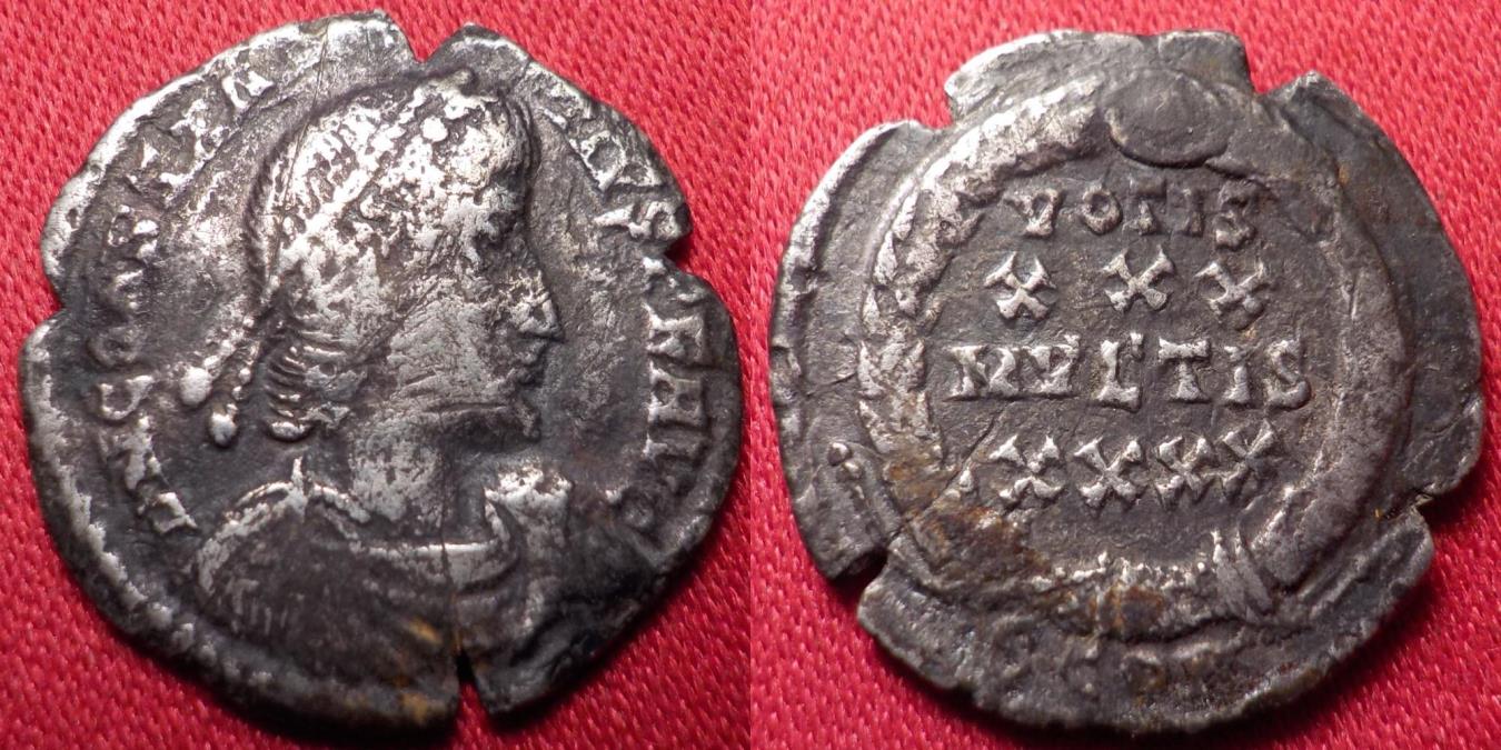 CONSTANTIUS II AR silver siliqua. Constantina (Arles) mint. Vows in wreath.