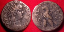 Ancient Coins - NERO billon silver tetradrachm. Alexandria mint. Eagle advancing, simpulum behind
