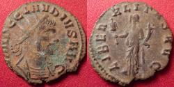 Ancient Coins - CLAUDIUS II GOTHICUS AE antoninianus. LIBERALITAS standing, holding coin counter. Scarcer type