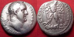 Ancient Coins - VESPASIAN AR silver tetradrachm. Seleucis & Pieria, 69-70 AD. Eagle standing on club.