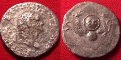 Ancient Coins - DIVUS VESPASIAN AR silver denarius struck by Titus. Two Capricorns