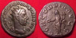 Ancient Coins - VOLUSIAN AR silver antoninianus. Concordia standing, holding double cornucopia.