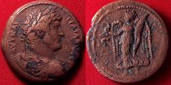 Ancient Coins - HADRIAN AE hemidrachm. Alexandria, 131-132 AD. Nike advancing, holding wreath & palm. Scarce.