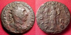 Ancient Coins - TRAJAN DECIUS AE orichalcum dupondius. Liberalitas standing, holding coin counter & cornucopia