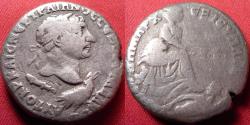 Ancient Coins - TRAJAN AR silver tetradrachm. Tyche of Antioch, river god Orontes before.