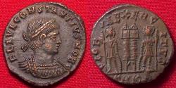 Ancient Coins - CONSTANTIUS II CAESAR AE3. Cyzicus mint, soldiers and standards.