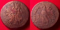 Ancient Coins - PTOLEMY III EUERGETES AE large drachm. 68.5 grams. Eagle on thunderbolt, Chi-Rho below