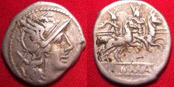 Ancient Coins - ANONYMOUS AR silver denarius. After 211 BC. Helmeted Roma, The Dioscuri riding right.