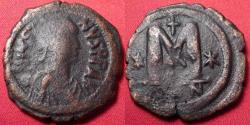 Ancient Coins - JUSTIN I AE 32mm follis. Struck at Constantinople. Large M, cross above.