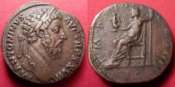Ancient Coins - MARCUS AURELIUS AE sestertius. Roma seated, holding Victory & spear.