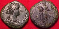 Ancient Coins - FAUSTINA II JUNIOR AE sestertius. Fecunditas standing, holding infant.