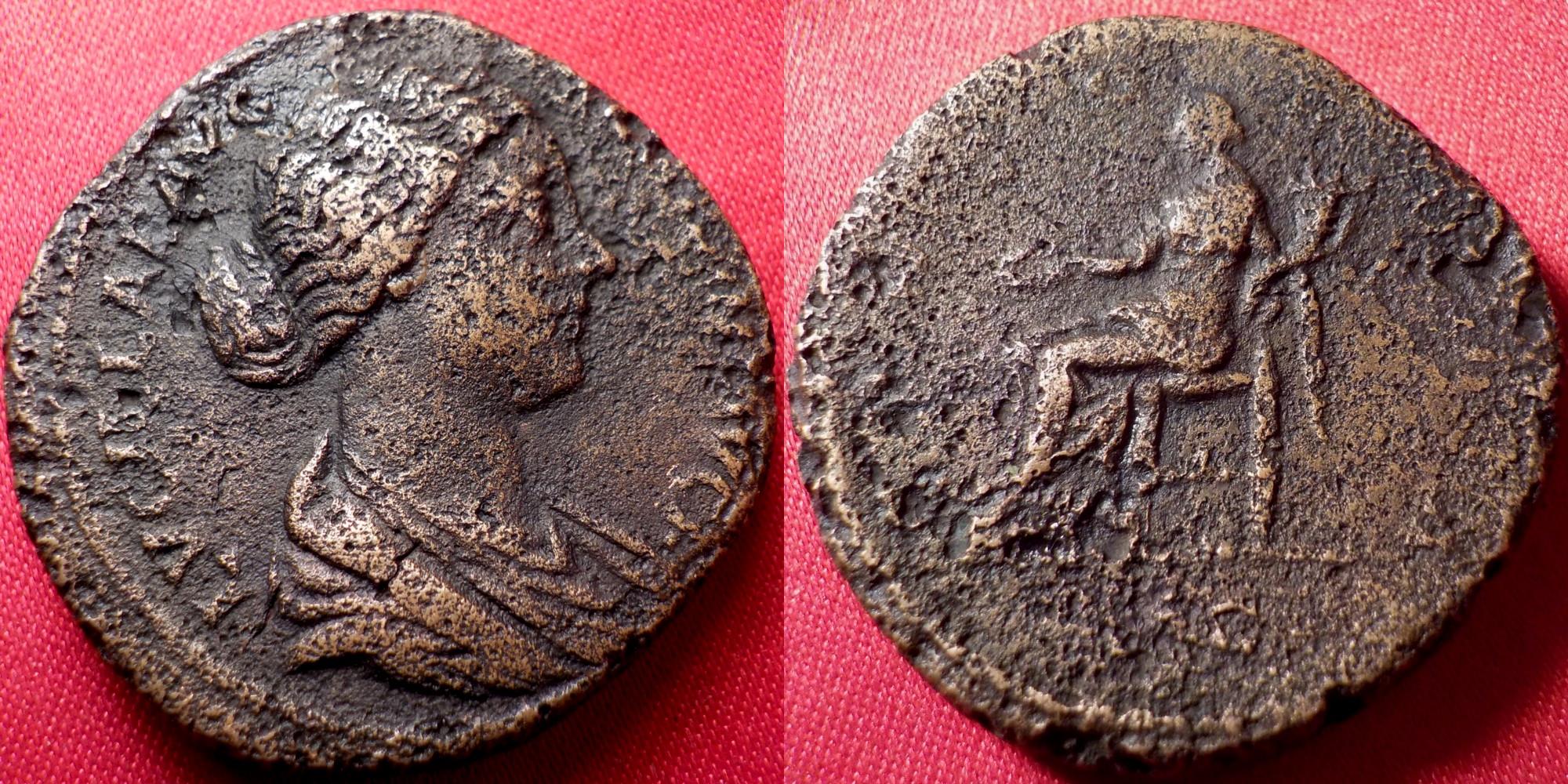 LUCILLA AE sestertius. Concordia seated left. | Roman Imperial Coins