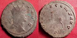 Ancient Coins - GALLIENUS AE silvered antoninianus. DIANAE CONS AVG, Stag walking left.