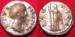 Ancient Coins - DIVA FAUSTINA I AR silver denarius. Ceres standing, holding long torch